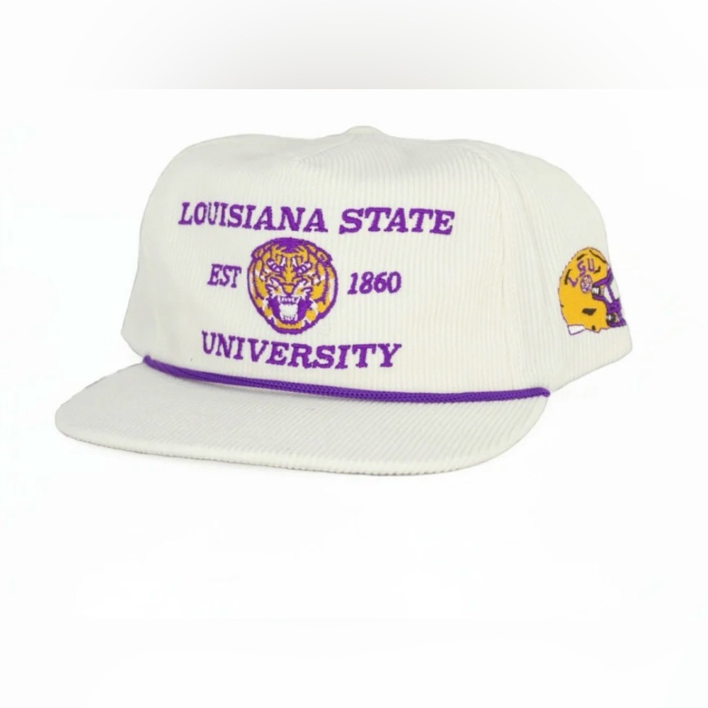 Bad Day Hat Co- Corduroy Louisiana State University White Cap